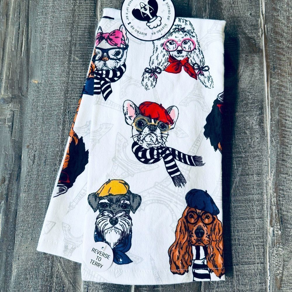 Dressed Up Dogs Print Kitchen Dish Towels